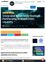 Circle and Bybit Form Strategic Partnership to Boost USDC Liquidity | Live Bitcoin News