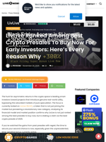 LivLive Ranked Among Best Crypto Presales To Buy Now For Early Investors: Here’s Every Reason Why | Live Bitcoin News
