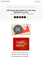 XRP Sharpe Ratio Spikes to 1-Year Peak: Implications on Price