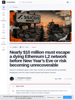 Ethereum L2 Silicon shuts down with nearly $10 million still onchain