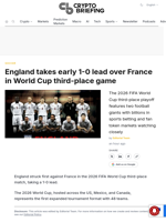 England takes early 1-0 lead over France in World Cup third-place game