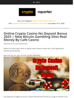 Online Crypto Casino No Deposit Bonus 2025 | New Bitcoin Gambling Sites Real Money By Cafe Casino
