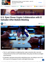 U.S. Eyes Closer Crypto Collaboration with El Salvador After Bukele Meeting
