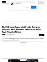 CME Group Expands Crypto Futures Beyond XRP, Bitcoin, Ethereum With Two New Listings - U.Today
