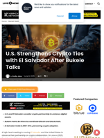 U.S. Strengthens Crypto Ties with El Salvador After Bukele Talks | Live Bitcoin News