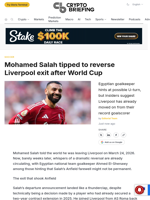 Mohamed Salah tipped to reverse Liverpool exit after World Cup