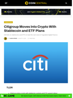 Citigroup Moves Into Crypto With Stablecoin and ETF Plans