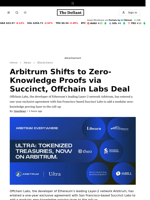 Arbitrum Shifts to Zero-Knowledge Proofs via Succinct, Offchain Labs Deal - 