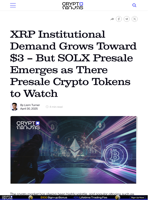 XRP Institutional Demand Grows Toward $3 — But SOLX Presale Emerges as There Presale Crypto Tokens to Watch