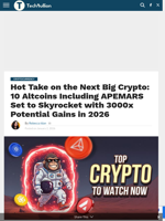 Hot Take on the Next Big Crypto: 10 Altcoins Including
APEMARS Set to Skyrocket with 3000x Potential Gains in 2026