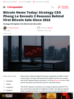 Strategy CEO Phong Le: 3 Reasons For 1st Bitcoin Sale Since 2022