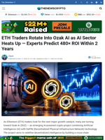 ETH Traders Rotate Into Ozak AI as AI Sector Heats Up — Experts Predict 480× ROI Within 2 Years