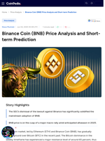 Binance Coin (BNB) Price Analysis and Short-term Prediction 