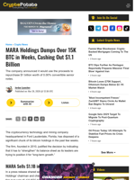 MARA Holdings Dumps Over 15K BTC in Weeks, Cashing Out $1.1 Billion