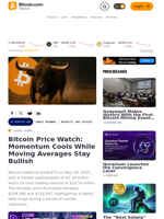 Bitcoin Price Watch: Momentum Cools While Moving Averages Stay Bullish – Markets and Prices Bitcoin News