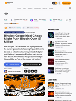 Bitwise: Geopolitical Chaos Might Push Bitcoin Over $1 Million – Crypto News Bitcoin News