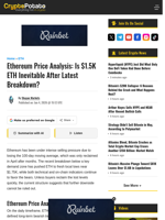 Ethereum Price Analysis: Is $1.5K ETH Inevitable After Latest Breakdown?