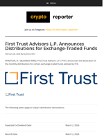 First Trust Advisors L.P. Announces Distributions for Exchange-Traded Funds