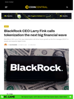 BlackRock CEO Larry Fink calls tokenization the next big