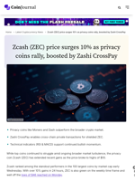 Zcash (ZEC) price surges 10% as privacy coins rally, boosted by Zashi CrossPay - CoinJournal