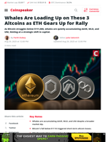 Whales Accumulate 3 Altcoins Ahead of Ethereum Rally