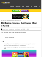 3 Big Reasons September Could Spark a Bitcoin (BTC) Rally