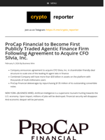 ProCap Financial to Become First Publicly Traded Agentic Finance Firm Following Agreement to Acquire CFO Silvia, Inc.