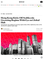 Hong Kong Kicks Off Stablecoin Licensing Regime With Eye on Global Hub - Decrypt