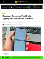 Razorpay Becomes First Indian Aggregator to Enable Apple Pay - CoinCentral
