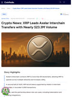 Crypto News: XRP Leads Axelar Interchain Transfers with Nearly $23.3M Volume