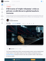 FSB warns of 'double or triple whammy' as private credit threatens markets