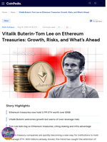 Vitalik Buterin-Tom Lee on Ethereum Treasuries: Growth, Risks, and What’s Ahead 