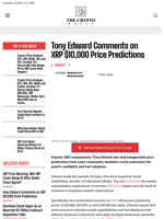 Tony Edward Comments on XRP $10,000 Price Predictions 