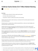 Goldman Sachs Denies $3.5 Trillion Market Warning