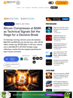 Bitcoin Compresses at $68K as Technical Signals Set the Stage for a Decisive Break – Markets and Prices Bitcoin News