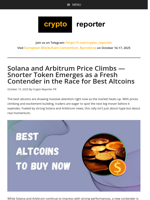 Solana and Arbitrum Price Climbs — Snorter Token Emerges as a Fresh Contender in the Race for Best Altcoins