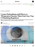 Crypto Debanking and Efforts to 'Weaponize Finance' Must End, Says Top US Banking Regulator - Decrypt