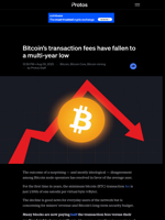 Bitcoin’s transaction fees have fallen to a multi-year low