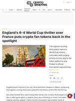 England's 6-4 World Cup thriller over France puts crypto fan tokens back in the spotlight