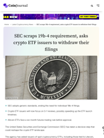 SEC scraps 19b-4 requirement, asks crypto ETF issuers to withdraw their filings - CoinJournal