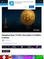 Metaplanet Buys 775 BTC, Now Holds $1.94 Billion In Bitcoin