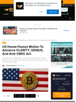 US House Passes Motion To Advance CLARITY, GENIUS, And Anti-CBDC Act