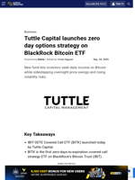 Tuttle Capital launches zero day options strategy on BlackRock Bitcoin ETF