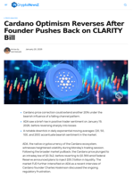 Cardano Optimism Reverses After Founder Pushes Back on CLARITY Bill   - CryptoNewsZ