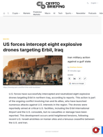 US forces intercept eight explosive drones targeting Erbil, Iraq