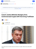 Czech Justice Minister Resigns Over Controversial Crypto Gift from Drug Trafficker: Guest Post by Coindoo.com | CoinMarketCap