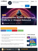 Ethereum Hits $1,890 as Tom Lee Eyes a V-Shaped Rebound