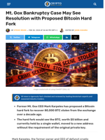 Mt. Gox Case May be Resolved with Proposed Bitcoin Hard Fork