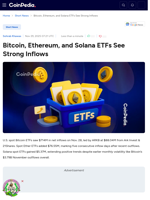 Bitcoin, Ethereum, and Solana ETFs See Strong Inflows