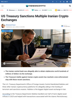 US Treasury Sanctions Multiple Iranian Crypto Exchanges - TheNewsCrypto